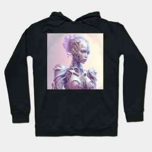 Portrait in Pastel Colors of A Fractal Robot Hoodie